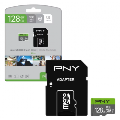 PNY 128GB Elite Class 10 U1 microSDXC Flash Memory Card 100MBs